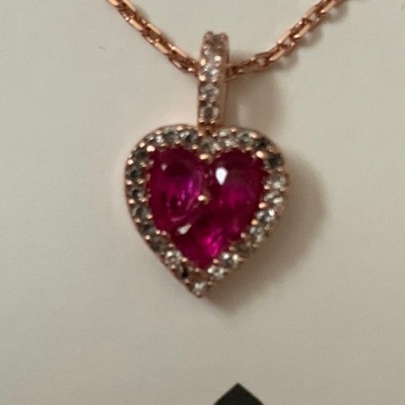 Kate Spade “Spell it Out” necklace and earrings boxed set, red hearts - Picture 6 of 15